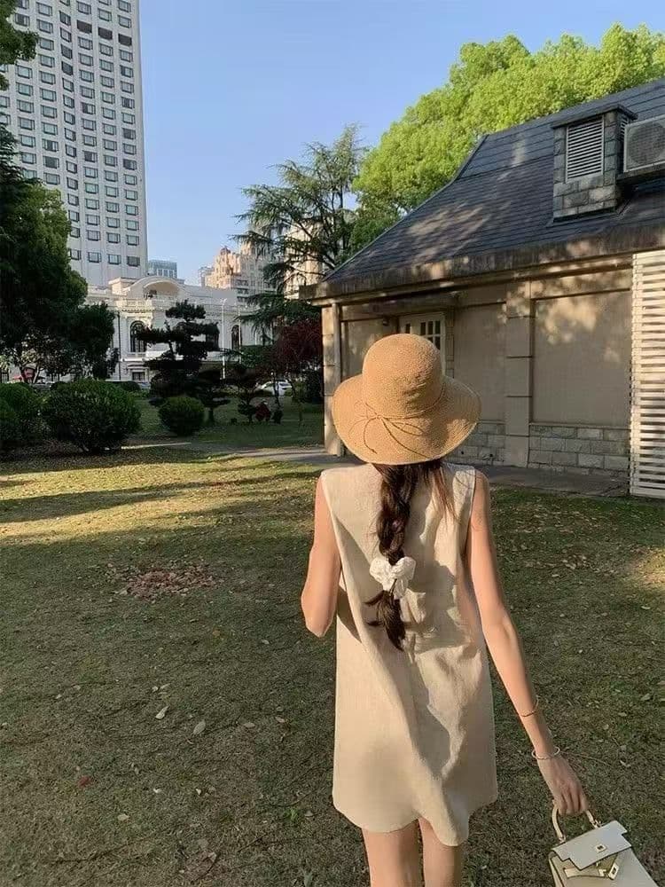 프랑스식 우아함 빛 럭셔리 고급 센스 레이스 나비 매듭 패치워크 라운드 넥 여성 드레스 2026 여름 새로운 치마 상세 이미지 5