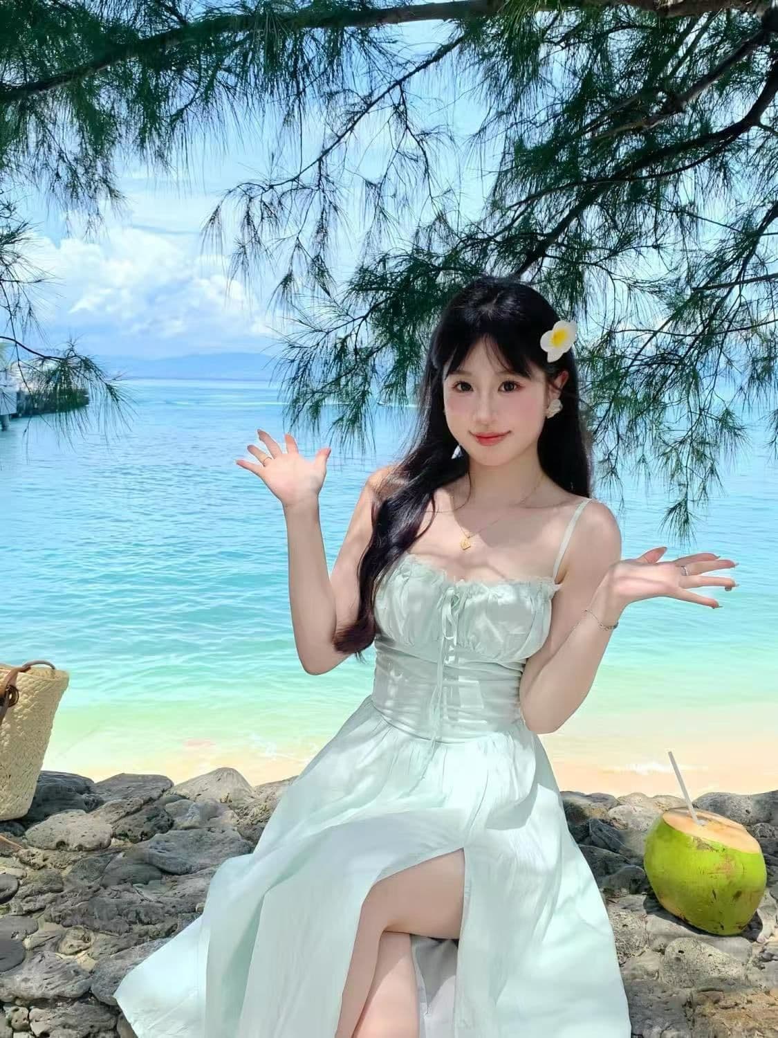프랑스식 품격 고급 스트랩 백리스 슬립 여성 드레스 삼아 해변가 휴가 해변 한 마디 롱 스커트 상세 이미지 3
