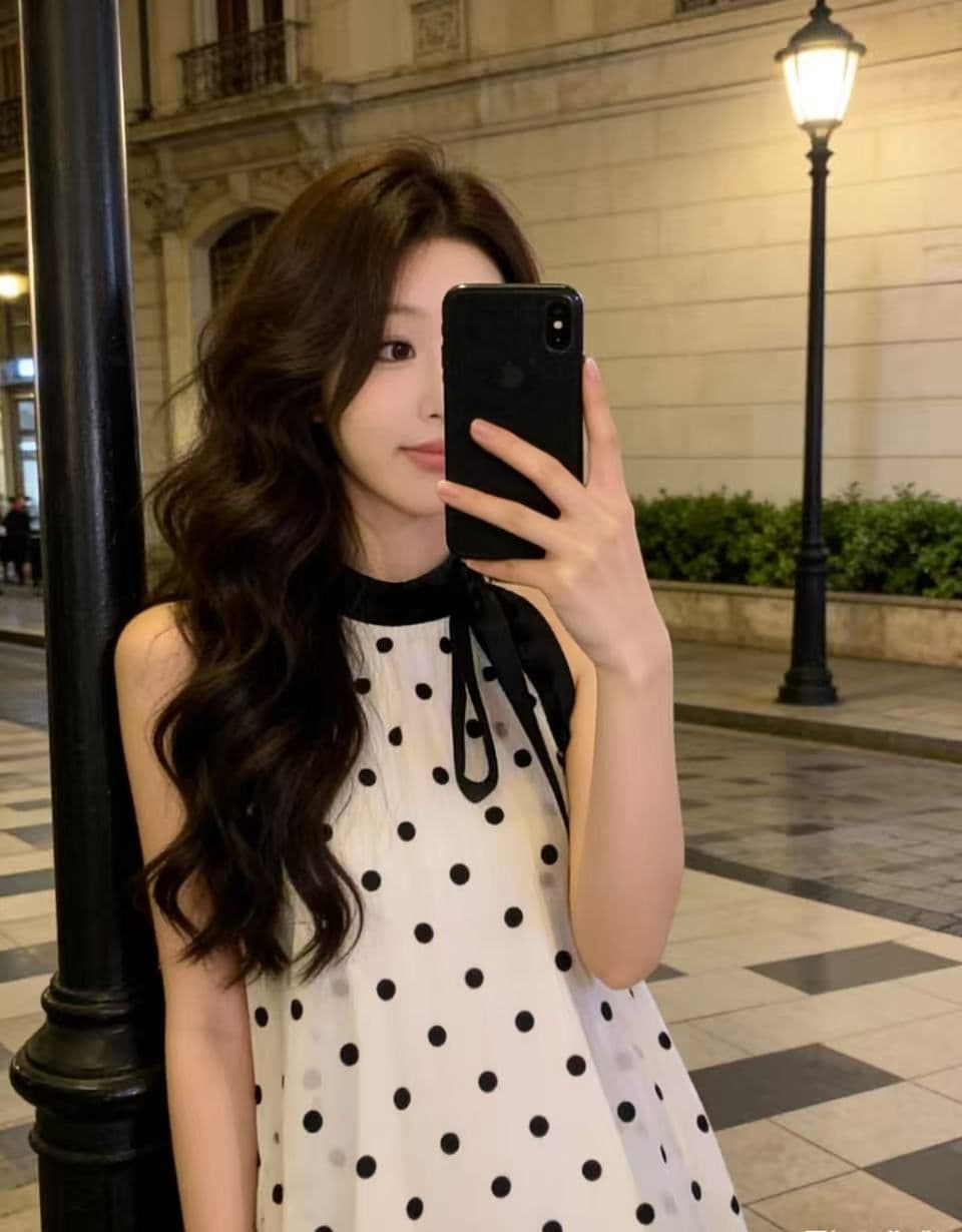 프랑스식 작은 샤넬 스타일 품격 나비 매듭 민소매 도트 무늬 여성 드레스 첫사랑 순수한 우유 달콤한 한 마디 미니 스커트 여름 상세 이미지 7