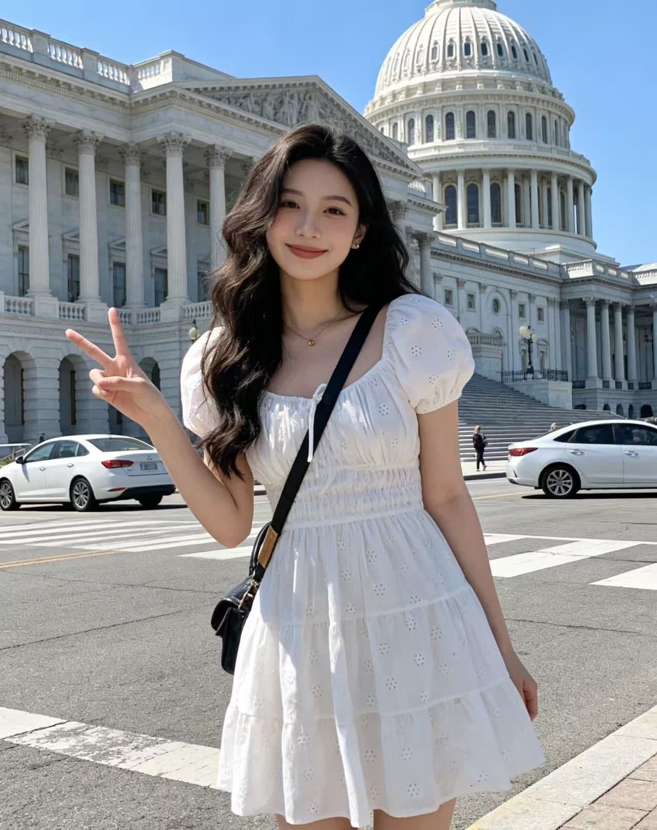 여름 새로운 프랑스식 작은 키 광장 칼라 거품 소매 부드러운 바람 첫사랑 공주 드레스 달콤함 허리 수축 슬림해 보이는 상세 이미지 4