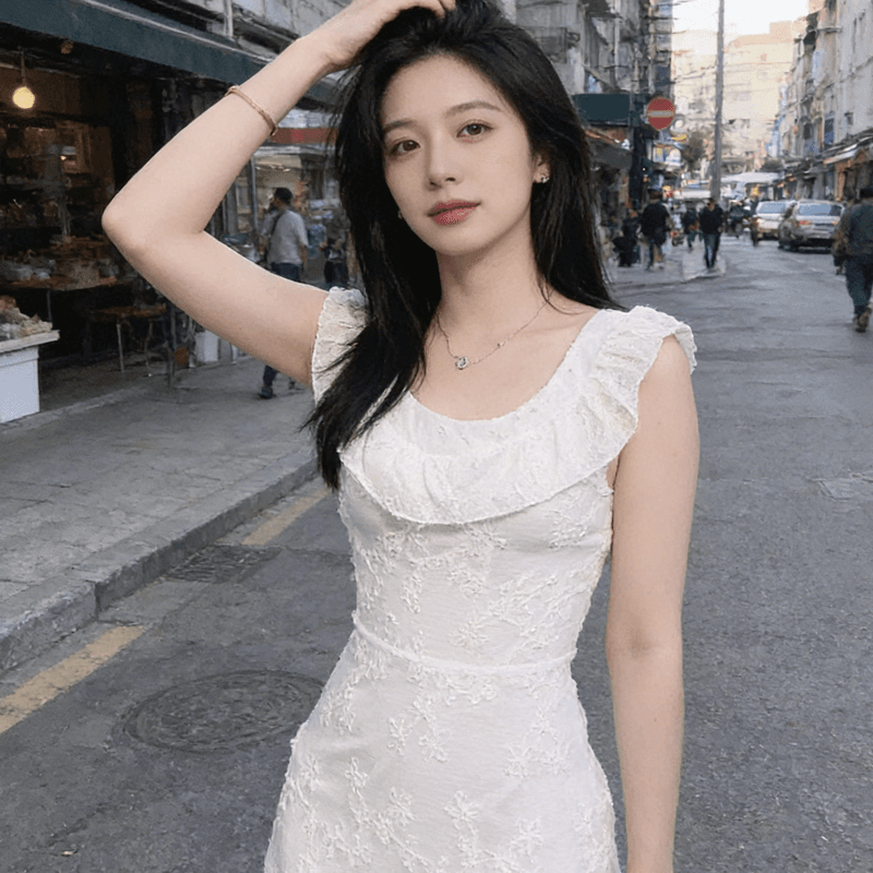 프랑스식 차 휴식 달콤함 레트로 무거운 작업 연꽃 잎 레이스 여성 드레스 여름 허리 수축 슈퍼 요정 첫사랑 슬림해 보이는 치마 상세 이미지 7