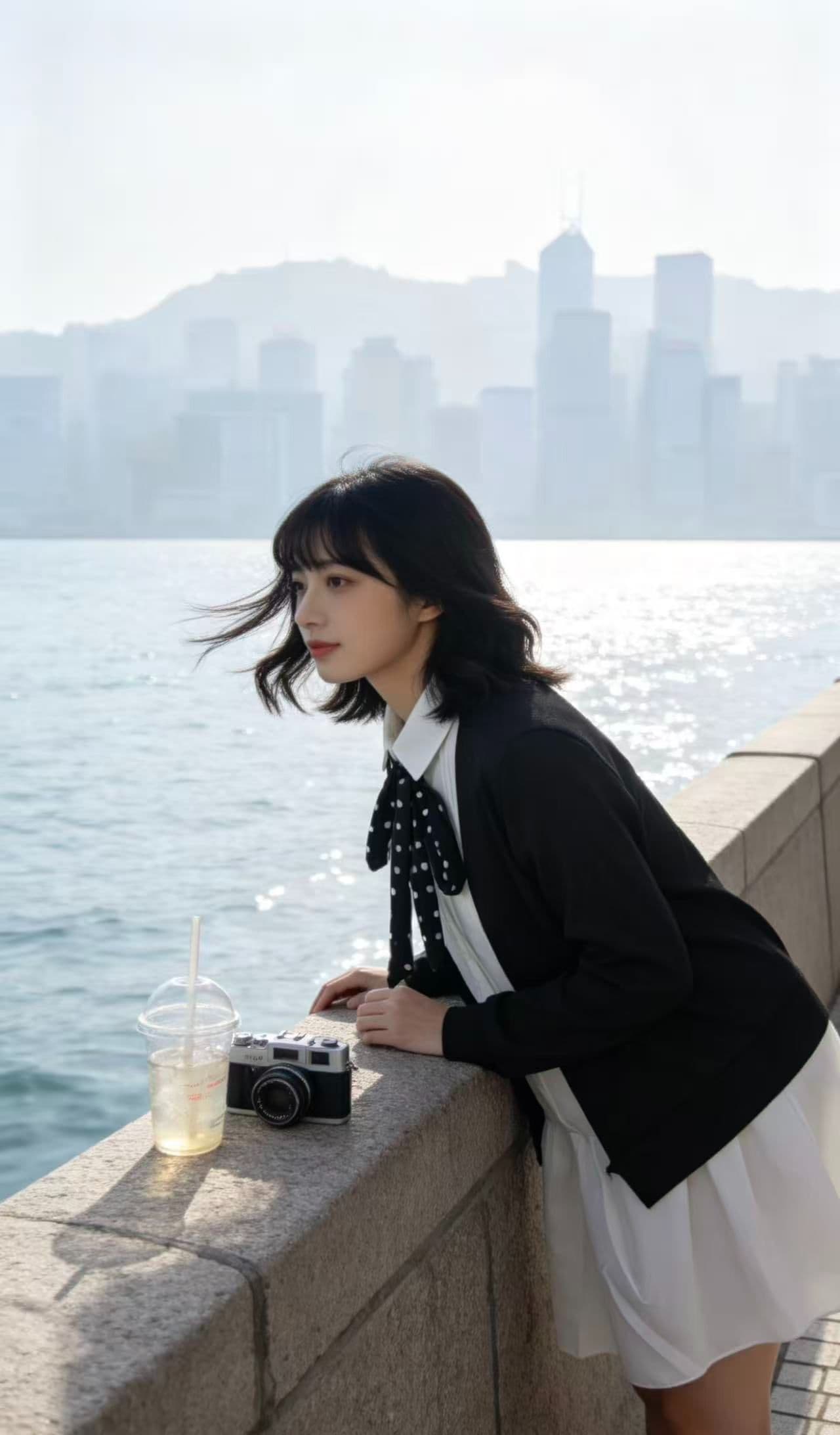 빅 사이즈 학원 스타일 세트 검정색 오픈 가디건 화이트 드레스 두 조각 여성 세트 지방 mm 이른 가을 연령 감소 착용 가져 가라. 전체 집합 상세 이미지 3