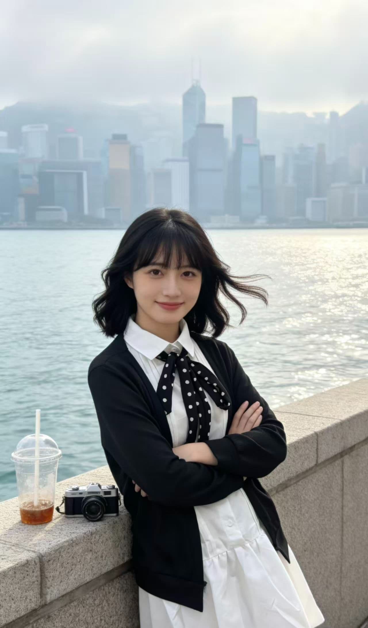빅 사이즈 학원 스타일 세트 검정색 오픈 가디건 화이트 드레스 두 조각 여성 세트 지방 mm 이른 가을 연령 감소 착용 가져 가라. 전체 집합 상세 이미지 4