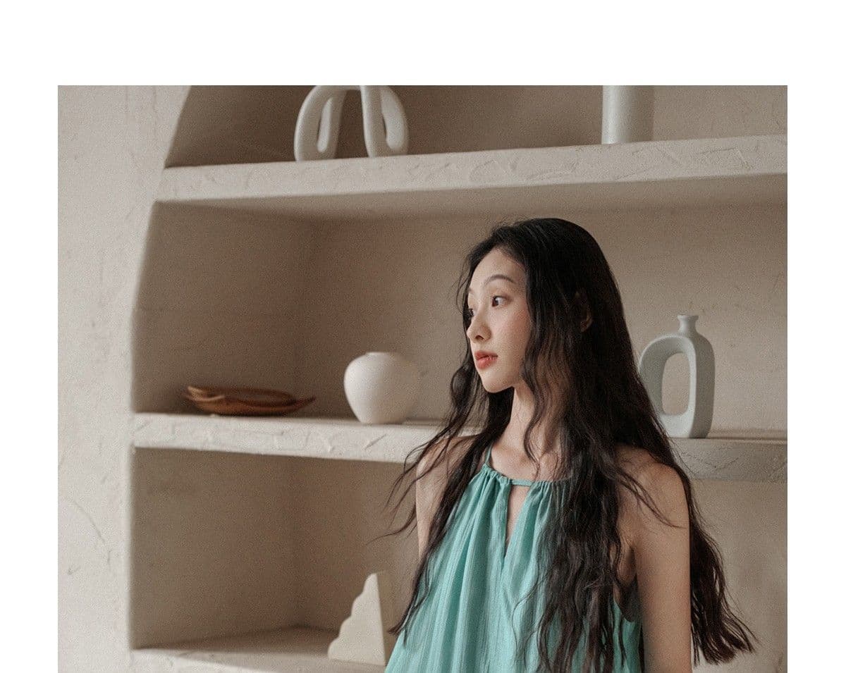 프랑스식 홀로우 아웃 슬립 여성 드레스 여름 해변가 휴가 바람 해변 드레스 주름 느긋한 느슨함 센스 길다 치마 상세 이미지 11