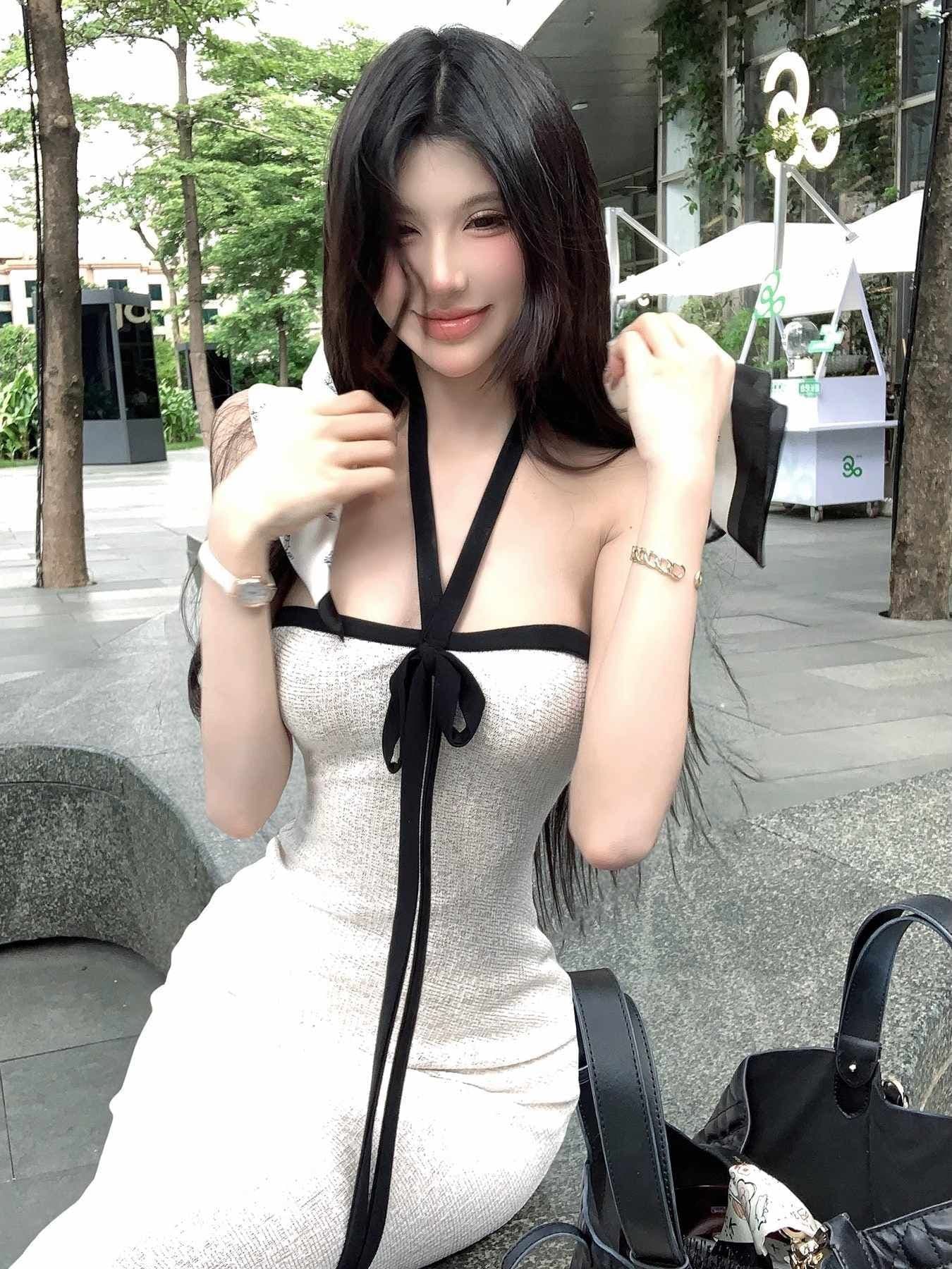 화이트 튜브탑 행침 목 드레스 아이들 2026 여름 새로운 자이언트 잘 생긴 품격 해변가 휴가 타이트 스커트 롱 스커트 상세 이미지 5
