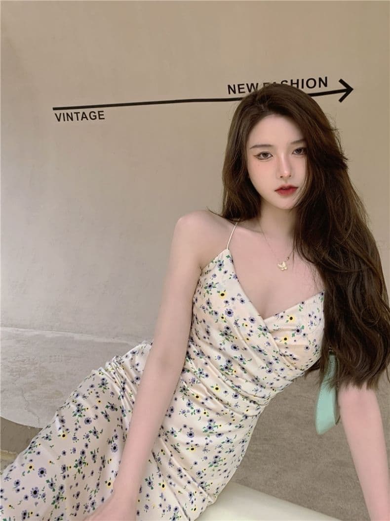 섹시함 핫걸 롱 코트 꽃무늬 드레스 여성 의류 여름 반신 스커트 짧은 치마 A라인 스커트 길다 치마 차 휴식 치마 상세 이미지 3
