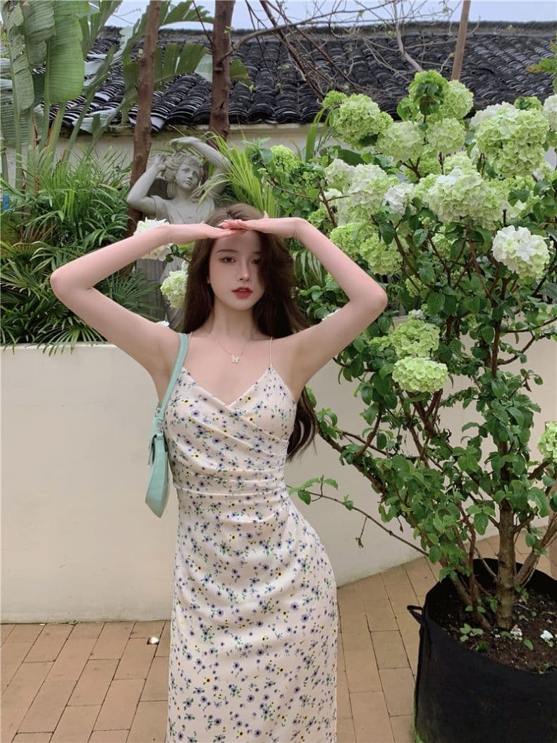 섹시함 핫걸 롱 코트 꽃무늬 드레스 여성 의류 여름 반신 스커트 짧은 치마 A라인 스커트 길다 치마 차 휴식 치마 상세 이미지 7
