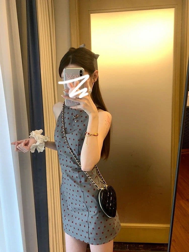 프랑스식 품격 몸매 가꾸기 슬림해 보이는 민소매 도트 무늬 조끼 원피스 아이들 여름 2026 새로운 핫걸 타이트 스커트 미니 스커트 상세 이미지 7