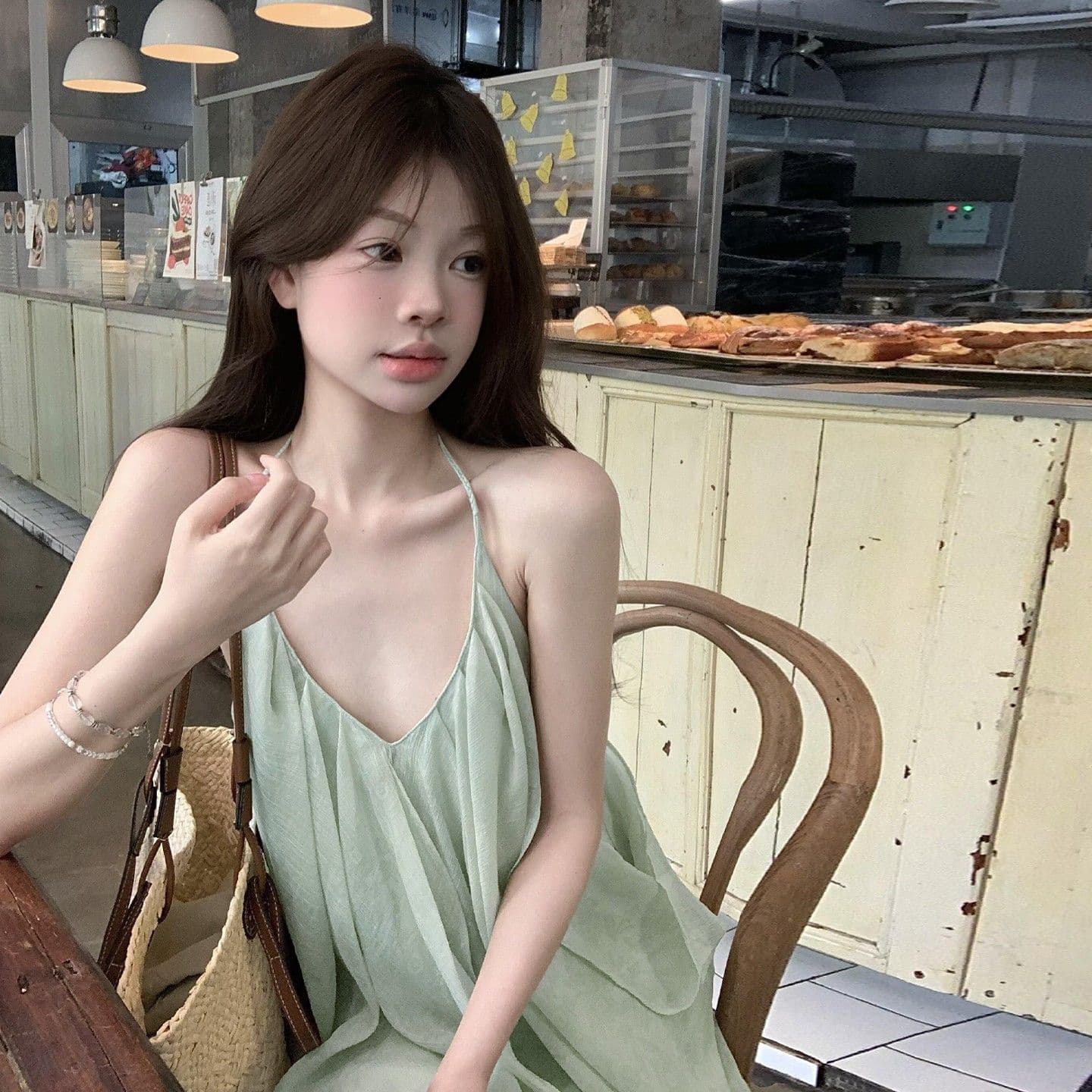 핫걸 섹시함 백리스 행침 목 슬립 여성 드레스 여름 휴가 녹색 롱 스커트 민소매 루즈핏 한 마디 치마
