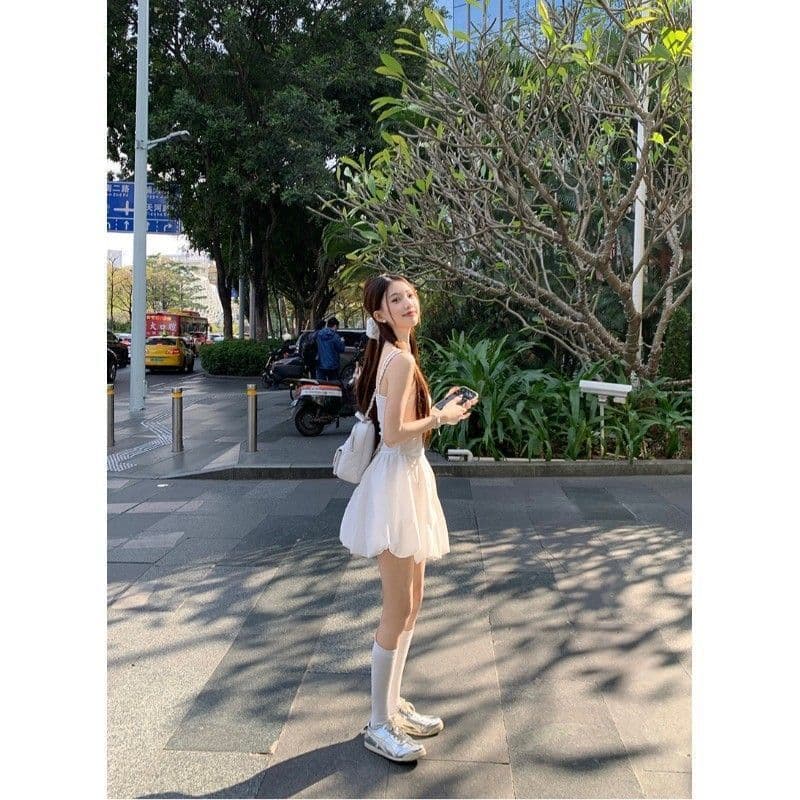 핫걸 발레 바람 허리 수축 퍼프 슬립 여성 드레스 여름 프랑스식 꽃밭 치마 생일 작은 행사 치마 품격 치마 이미지 2