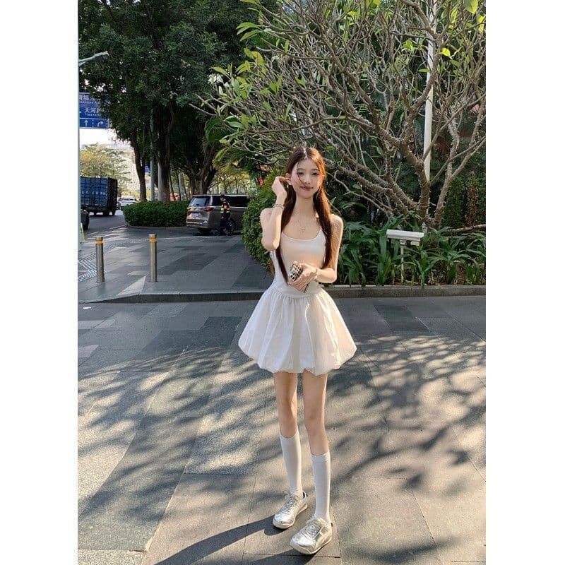 핫걸 발레 바람 허리 수축 퍼프 슬립 여성 드레스 여름 프랑스식 꽃밭 치마 생일 작은 행사 치마 품격 치마 이미지 5