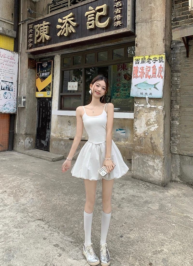 핫걸 발레 바람 허리 수축 퍼프 슬립 여성 드레스 여름 프랑스식 꽃밭 치마 생일 작은 행사 치마 품격 치마 상세 이미지 8