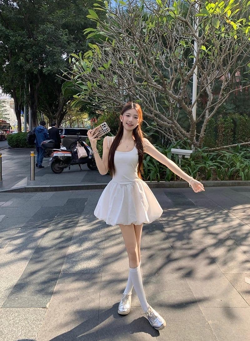 핫걸 발레 바람 허리 수축 퍼프 슬립 여성 드레스 여름 프랑스식 꽃밭 치마 생일 작은 행사 치마 품격 치마 상세 이미지 10