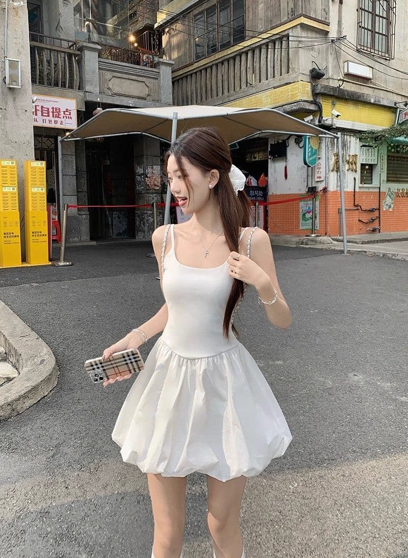 핫걸 발레 바람 허리 수축 퍼프 슬립 여성 드레스 여름 프랑스식 꽃밭 치마 생일 작은 행사 치마 품격 치마 상세 이미지 14