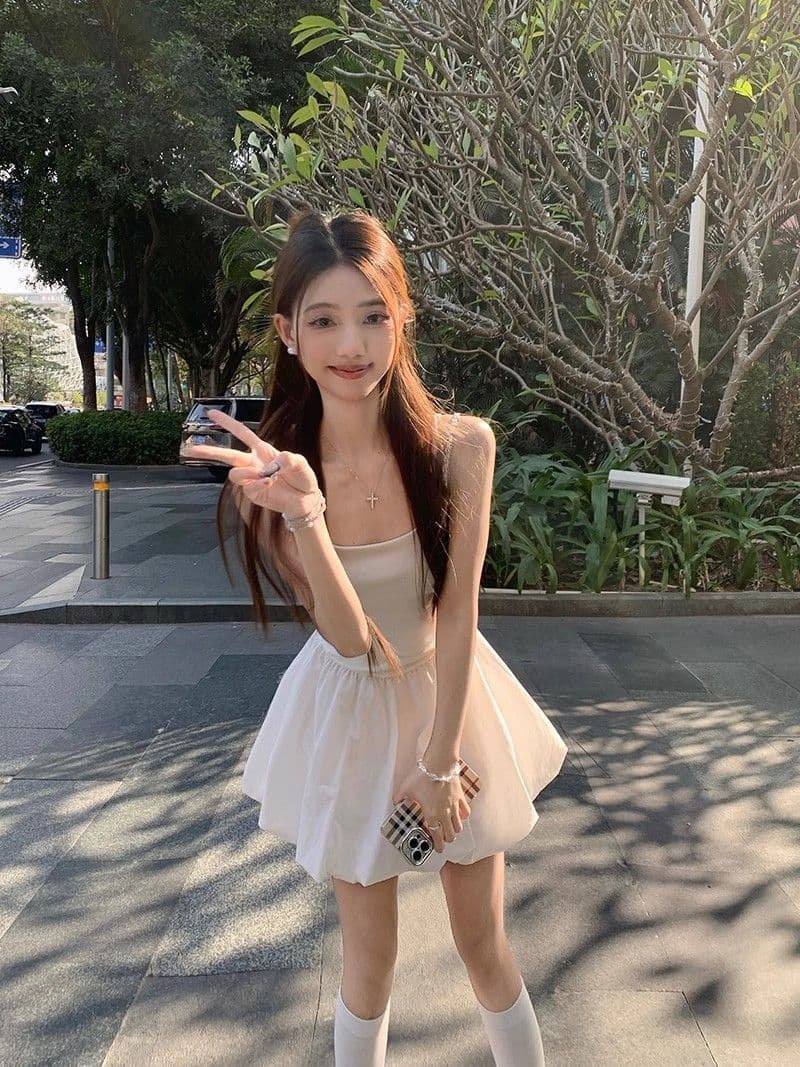 핫걸 발레 바람 허리 수축 퍼프 슬립 여성 드레스 여름 프랑스식 꽃밭 치마 생일 작은 행사 치마 품격 치마 상세 이미지 16