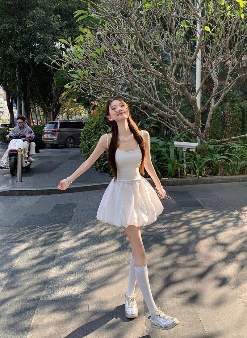 핫걸 발레 바람 허리 수축 퍼프 슬립 여성 드레스 여름 프랑스식 꽃밭 치마 생일 작은 행사 치마 품격 치마 상세 이미지 24