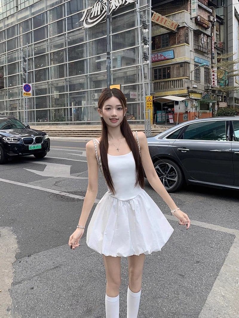 핫걸 발레 바람 허리 수축 퍼프 슬립 여성 드레스 여름 프랑스식 꽃밭 치마 생일 작은 행사 치마 품격 치마 상세 이미지 34