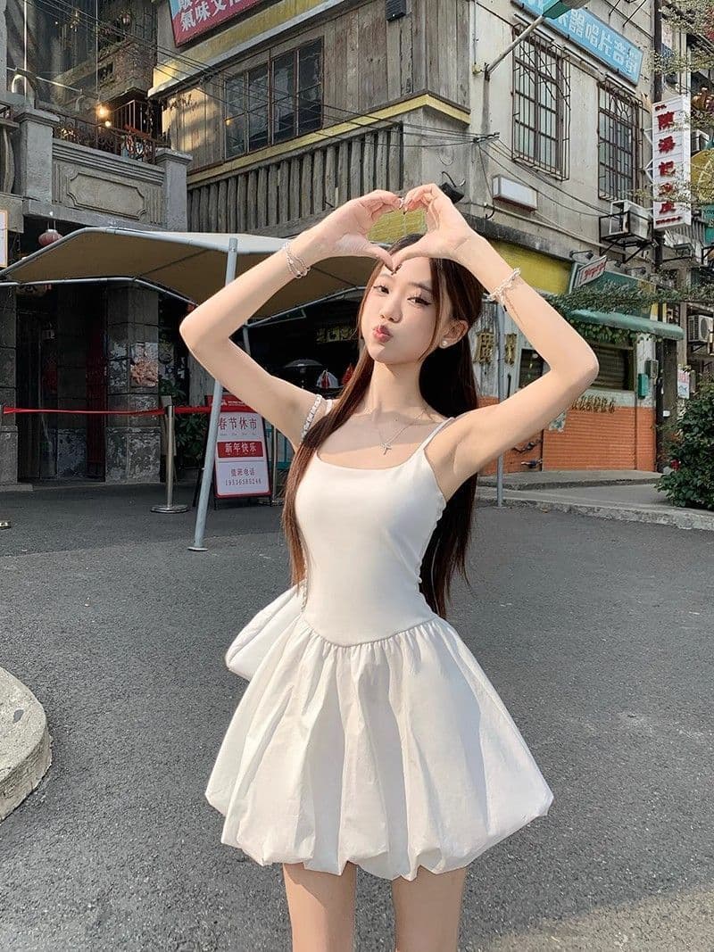 핫걸 발레 바람 허리 수축 퍼프 슬립 여성 드레스 여름 프랑스식 꽃밭 치마 생일 작은 행사 치마 품격 치마 상세 이미지 36