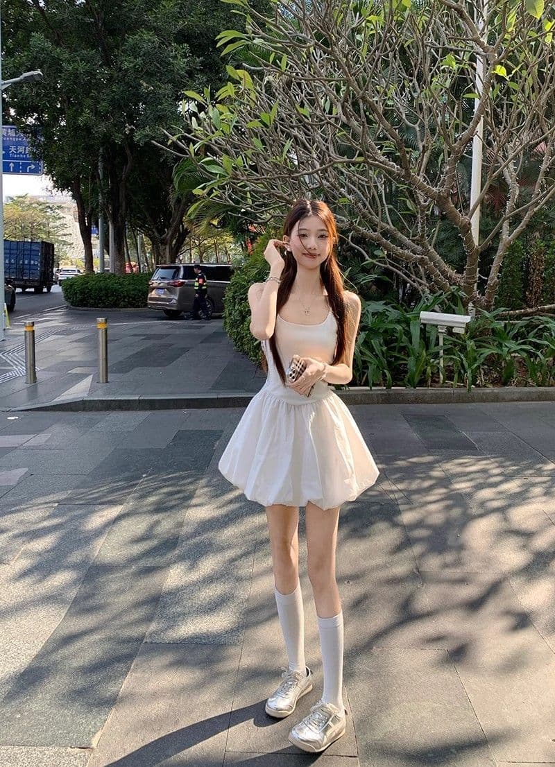 핫걸 발레 바람 허리 수축 퍼프 슬립 여성 드레스 여름 프랑스식 꽃밭 치마 생일 작은 행사 치마 품격 치마 상세 이미지 38