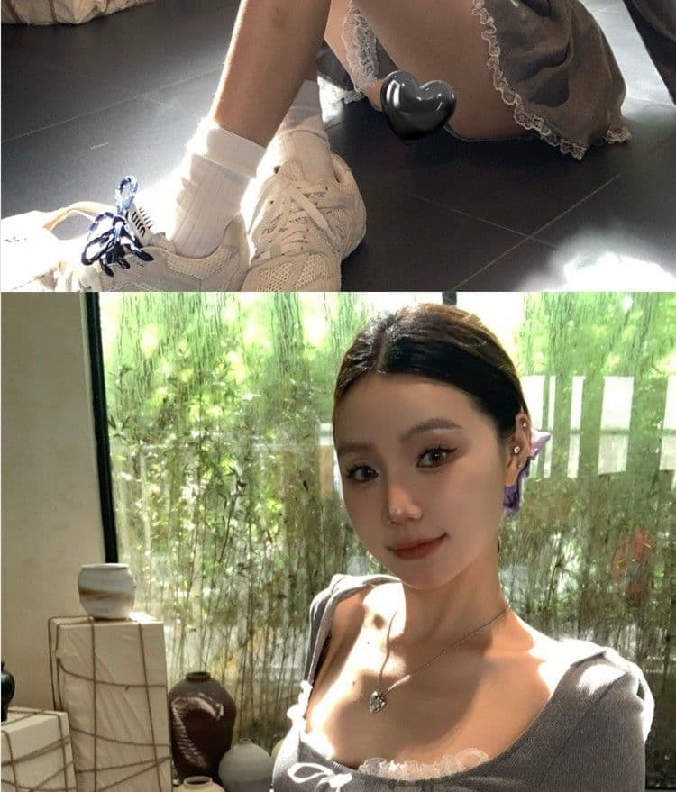 레이스 조각 회색 쇼트 스타일 티셔츠 후드 티 스웨터 핫걸 세트 여성 가을 한 마디 반신 스커트 캐주얼 투피스 세트 상세 이미지 15