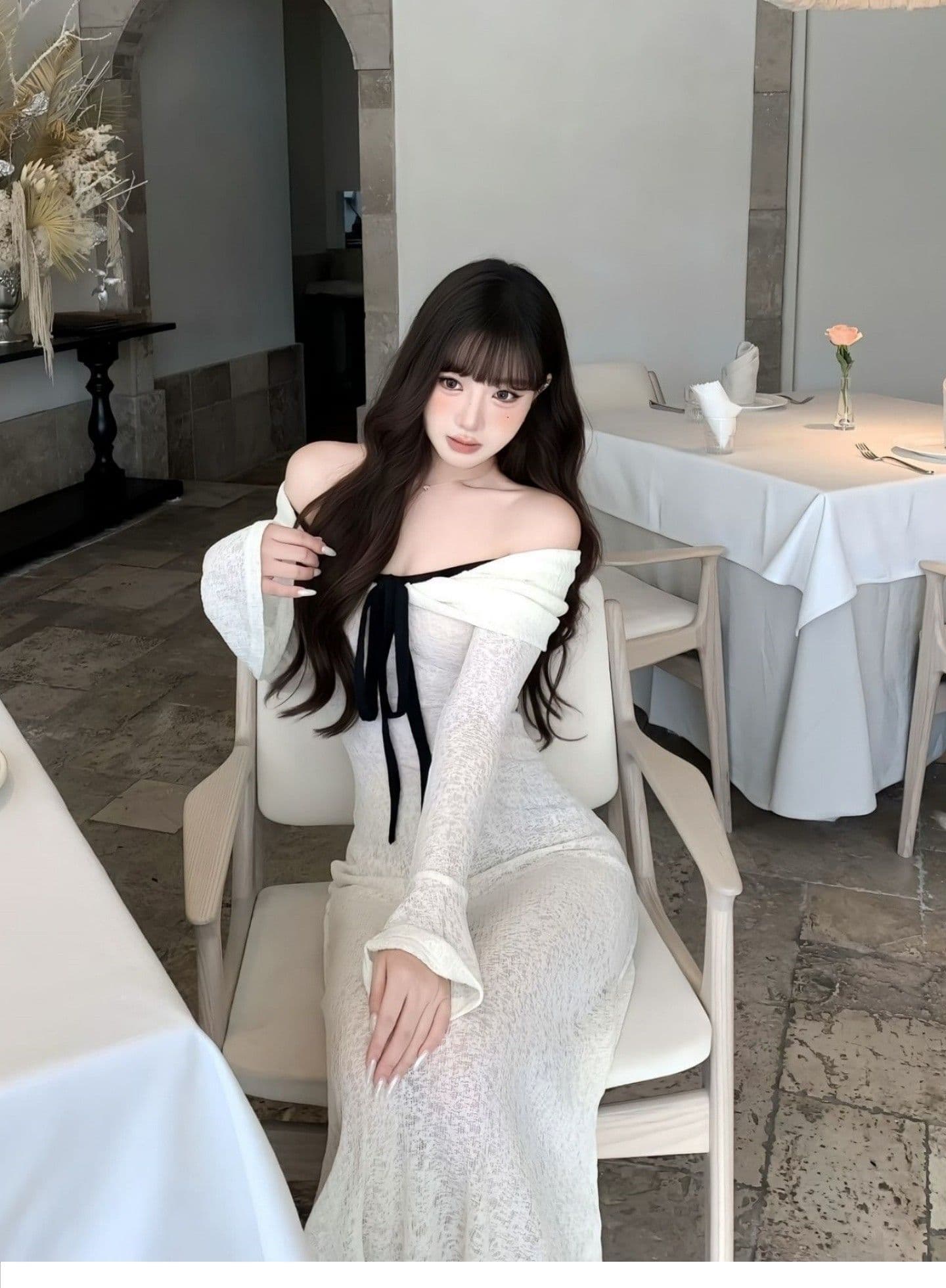 프랑스식 아름다운 고유 한 오프숄더 몸매 가꾸기 타이트 스커트 롱 스커트 작은 대중 자이언트 잘 생긴 ~ 중 긴팔 드레스 2026 가을 상세 이미지 7