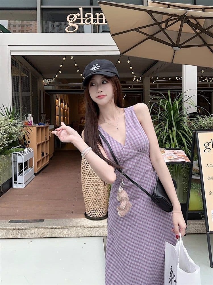 달콤한 핫걸 V넥 민소매 여성 드레스 2026 새로운 여름 허리 수축 슬림해 보이는 chic 조끼 스커트 롱 스커트 상세 이미지 14