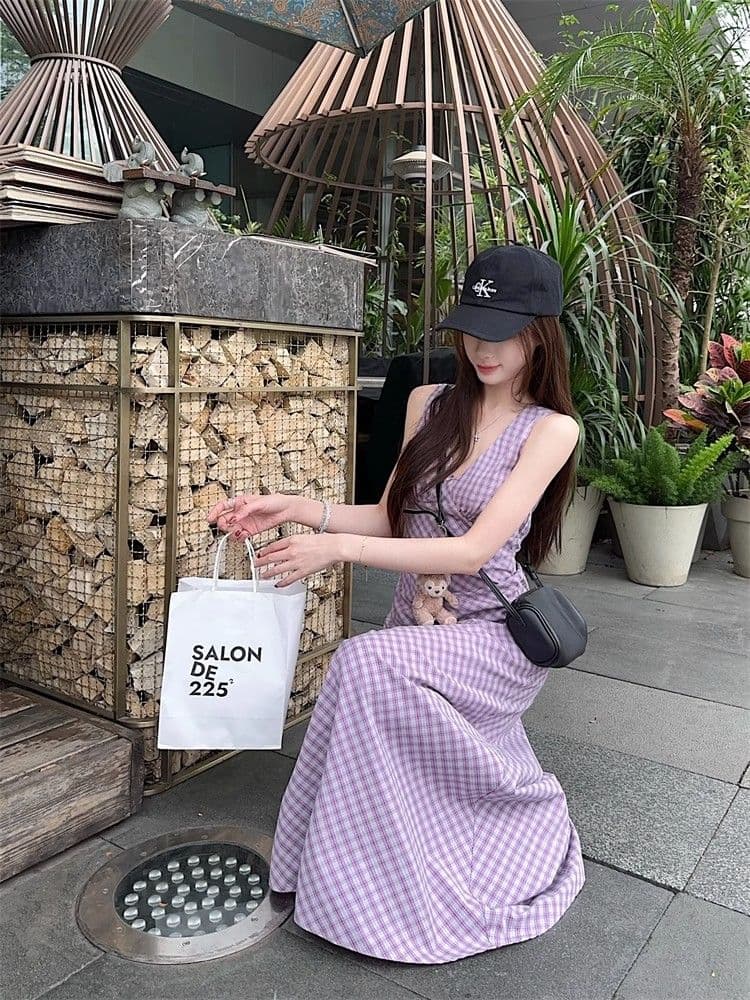 달콤한 핫걸 V넥 민소매 여성 드레스 2026 새로운 여름 허리 수축 슬림해 보이는 chic 조끼 스커트 롱 스커트 상세 이미지 18