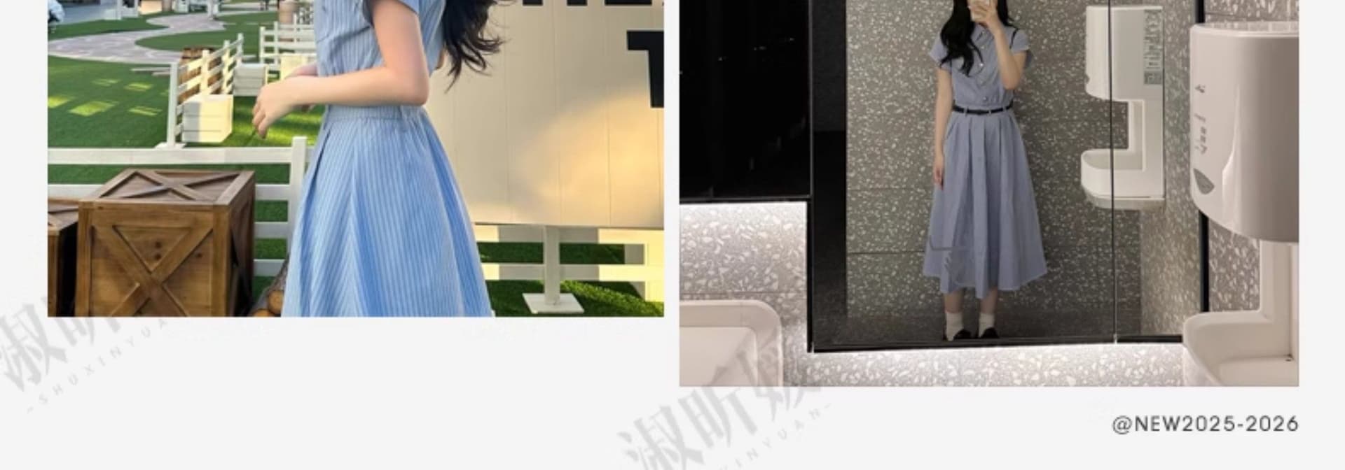 한 부서 학원 스타일 셔츠 점프 슈트 치마 여성 의류 고유 한 아름다운 꼬집기 허리 치마 여름 2026 새로운 허리 수축 롱 스커트 상세 이미지 4
