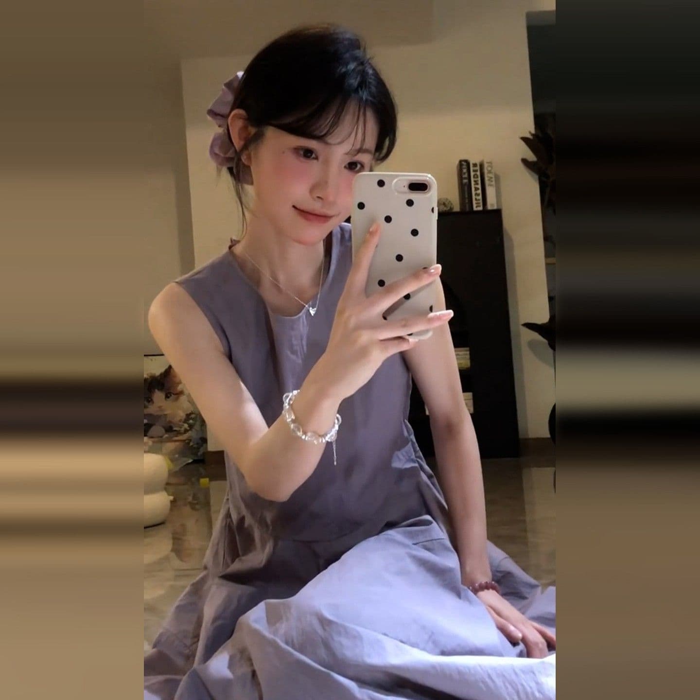 고급 센스 보라색 민소매 조끼 원피스 아이들 2026 여름 새로운 허리 수축 슬림해 보이는 아름다운 품격 롱 스커트 이미지 3
