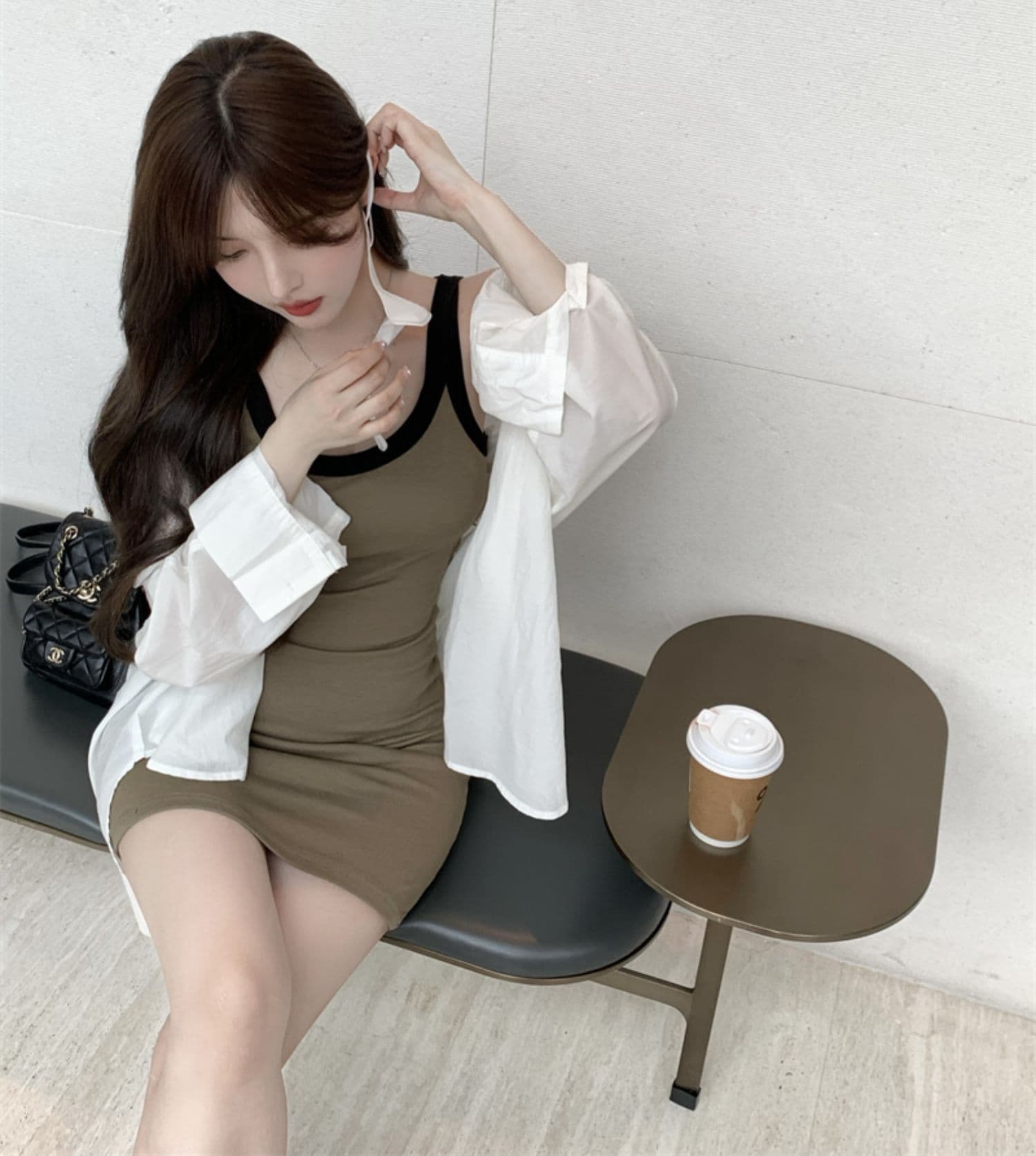 배색 u 칼라 캐미솔 여성 드레스 여름 핫걸 몸매 가꾸기 슬림해 보이는 섹시함 품격 타이트 스커트 만나는 미니 스커트 상세 이미지 6