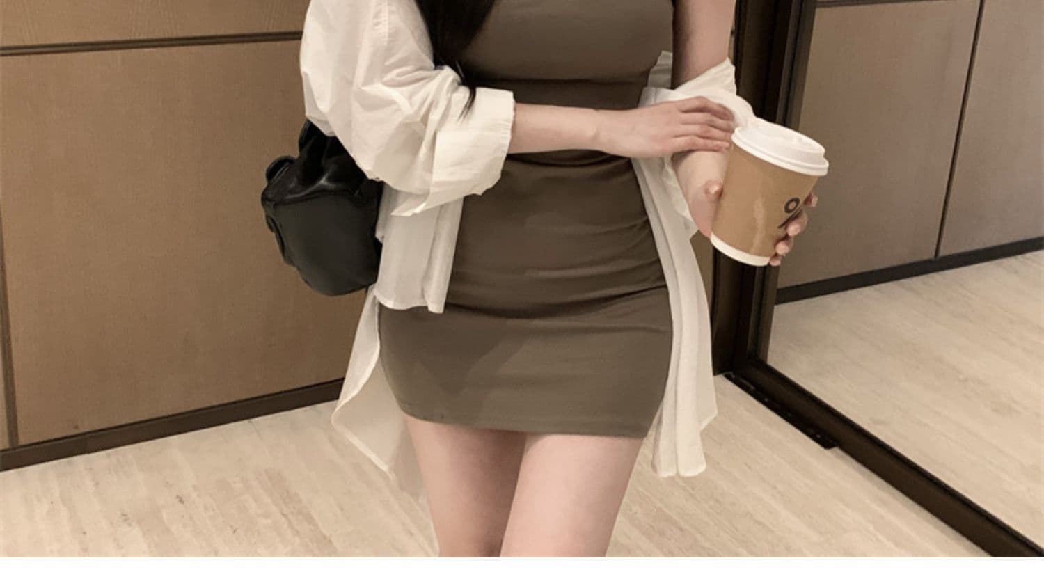 배색 u 칼라 캐미솔 여성 드레스 여름 핫걸 몸매 가꾸기 슬림해 보이는 섹시함 품격 타이트 스커트 만나는 미니 스커트 상세 이미지 12
