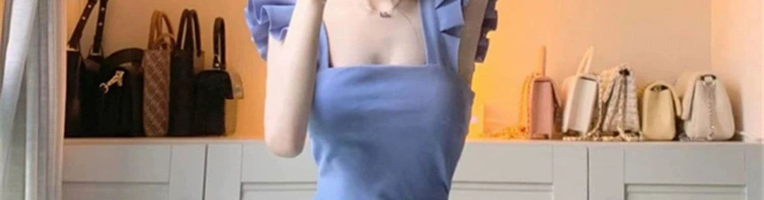 부드러운 부서 프랑스식 작은 날다 소매 여성 드레스 여름 새로운 허리 수축 트임 디자인 센스 아름다운 달콤한 매운맛 타이트 스커트 롱 스커트 상세 이미지 34
