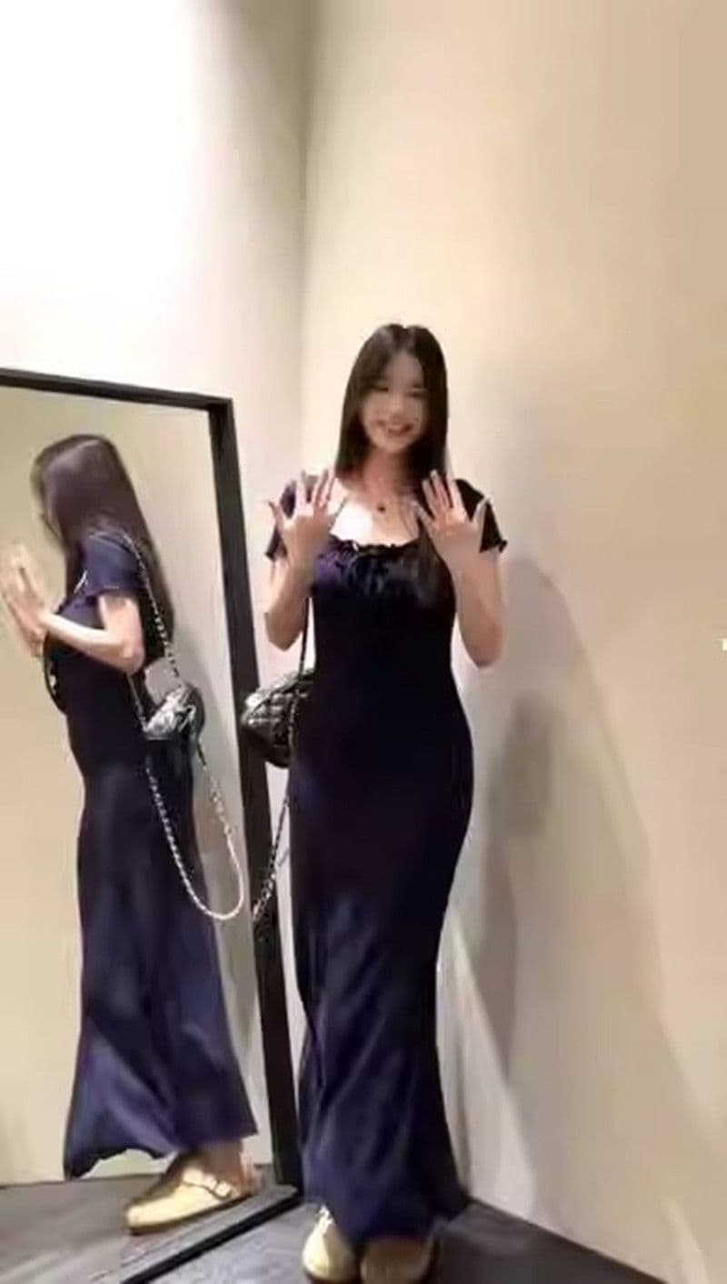 블루 색상 광장 칼라 드레스 2026 여성 여름 핫걸 몸매 가꾸기 허리 수축 순수한 욕망 작은 엄마 바람 타이트 스커트 인어 꼬리 롱 스커트 이미지 4