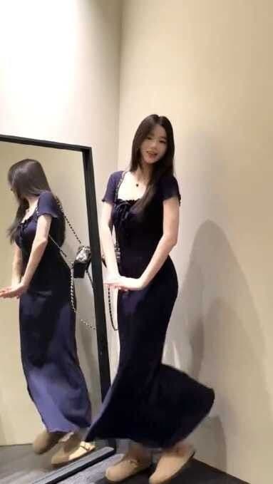 블루 색상 광장 칼라 드레스 2026 여성 여름 핫걸 몸매 가꾸기 허리 수축 순수한 욕망 작은 엄마 바람 타이트 스커트 인어 꼬리 롱 스커트 상세 이미지 1
