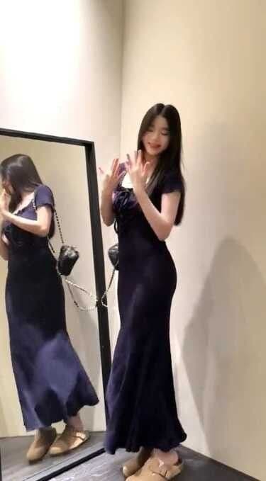블루 색상 광장 칼라 드레스 2026 여성 여름 핫걸 몸매 가꾸기 허리 수축 순수한 욕망 작은 엄마 바람 타이트 스커트 인어 꼬리 롱 스커트 상세 이미지 5