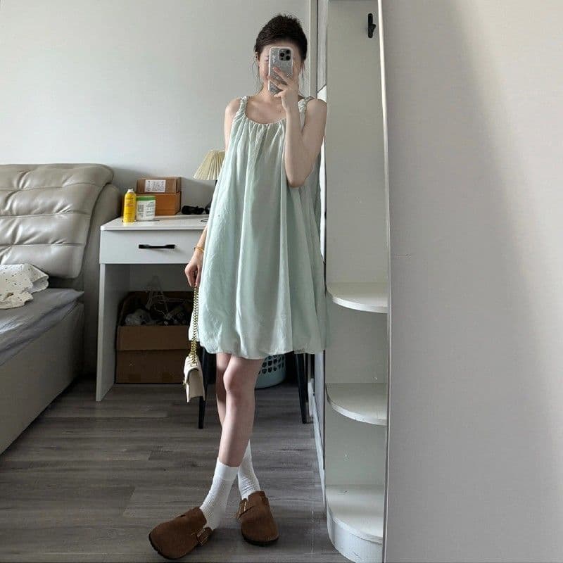 작은 키 품격 u 칼라 슬립 여성 드레스 여름 새로운 프랑스식 패션 꽃밭 치마 달콤한 핫걸 짧은 치마 이미지 2