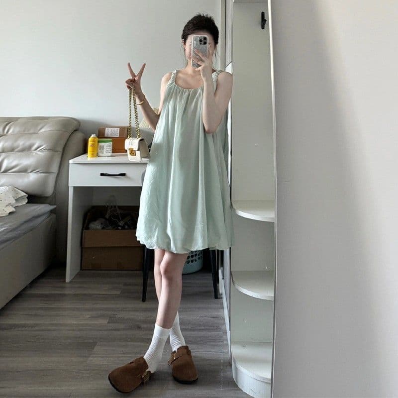 작은 키 품격 u 칼라 슬립 여성 드레스 여름 새로운 프랑스식 패션 꽃밭 치마 달콤한 핫걸 짧은 치마 이미지 3