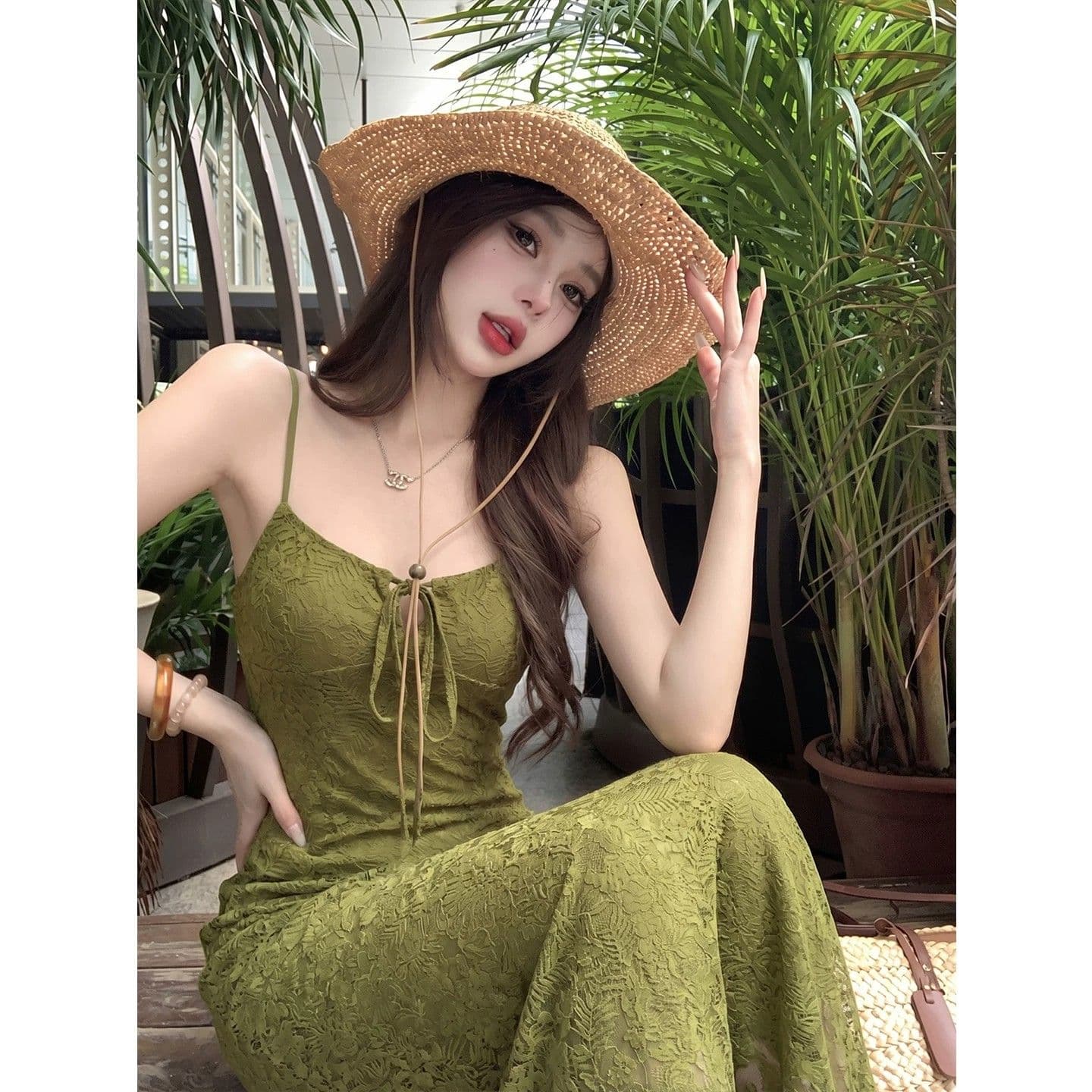 레트로 휴가 바람 스트랩 슬립 여성 드레스 여름 새로운 핫걸 허리 수축 슬림해 보이는 섹시함 타이트 스커트 길다 치마 이미지 3