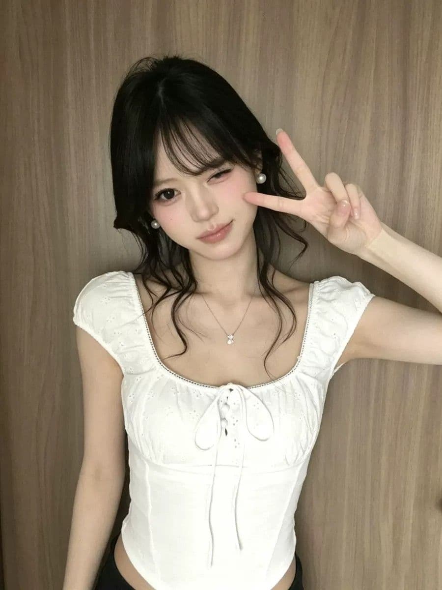 순수한 욕망 miu 부서 레이스 거품 소매 오프숄더 반팔 티셔츠 여성 여름 2026 슈퍼 잘 생긴 몸매 가꾸기 광장 칼라 맨위 상세 이미지 7