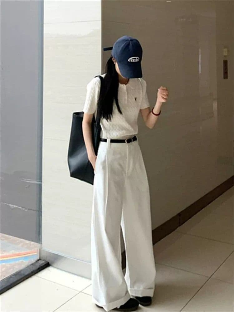 긍정적 인 어깨 반팔 티셔츠 여성 2026 새로운 여름 폴로 칼라 POLO 셔츠 다용도 고유 한 Chic 자수 니트 맨위 이미지 3