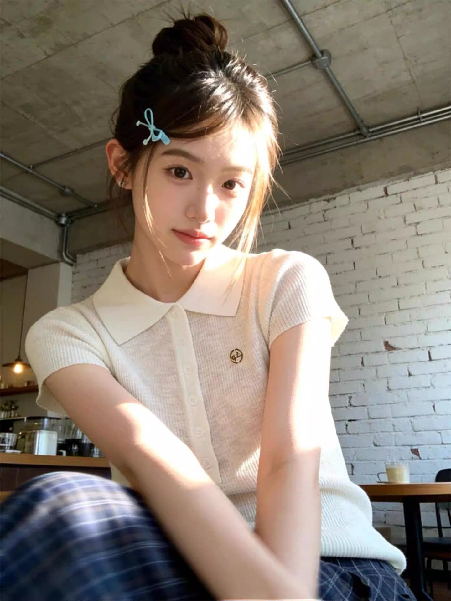 한 부서 작은 대중 POLO 칼라 얼음 실크 니트 반팔 티셔츠 여성 여름 작은 키 고유 한 아름다운 그레이트 봐. 의류
