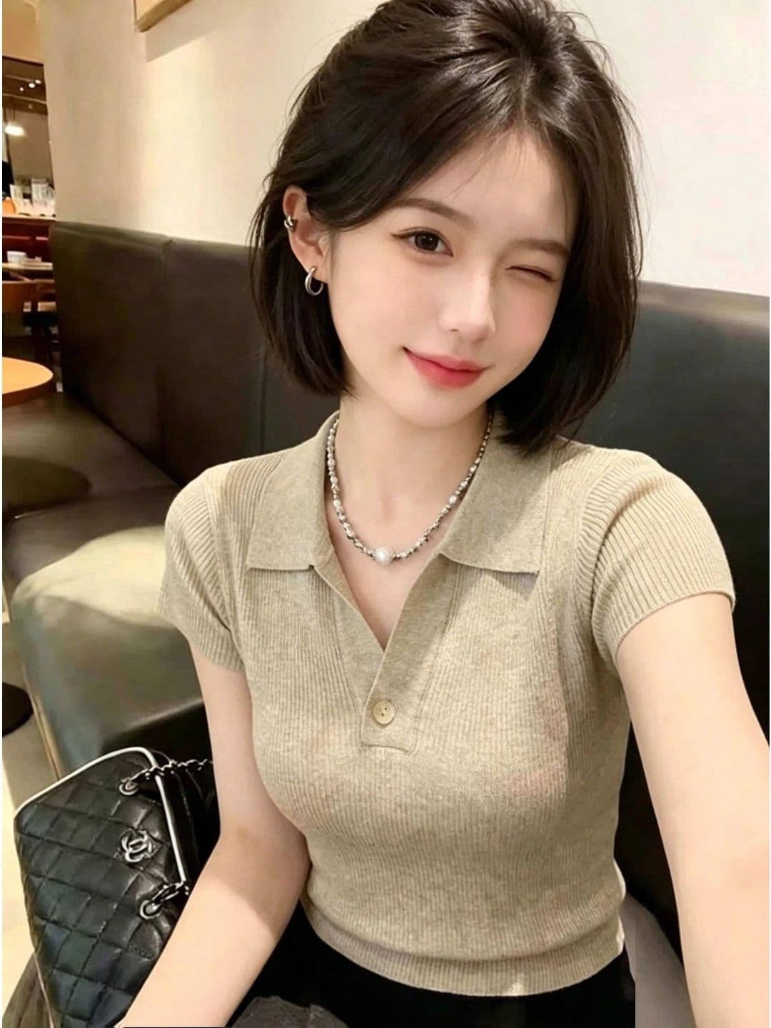 앤디 플러시 자이언트 잘 생긴 ~ 중 한 부서 polo 폴로 칼라 니트 반팔 얇은 스타일 부드러운 부서 프로 피부 몸매 가꾸기 맨위 상세 이미지 3
