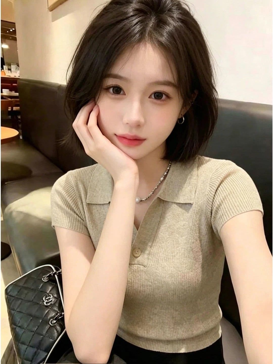 앤디 플러시 자이언트 잘 생긴 ~ 중 한 부서 polo 폴로 칼라 니트 반팔 얇은 스타일 부드러운 부서 프로 피부 몸매 가꾸기 맨위 상세 이미지 5