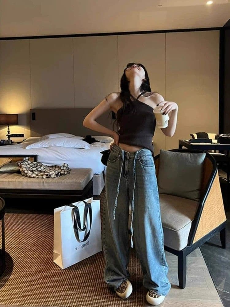 앤디 플러시 순수한 욕망 바람 핫걸 화이트 행침 목 니트 캐미솔 여름 인사이드 가져 가라. 아름다움 뒤로 쇼트 스타일 상세 이미지 5