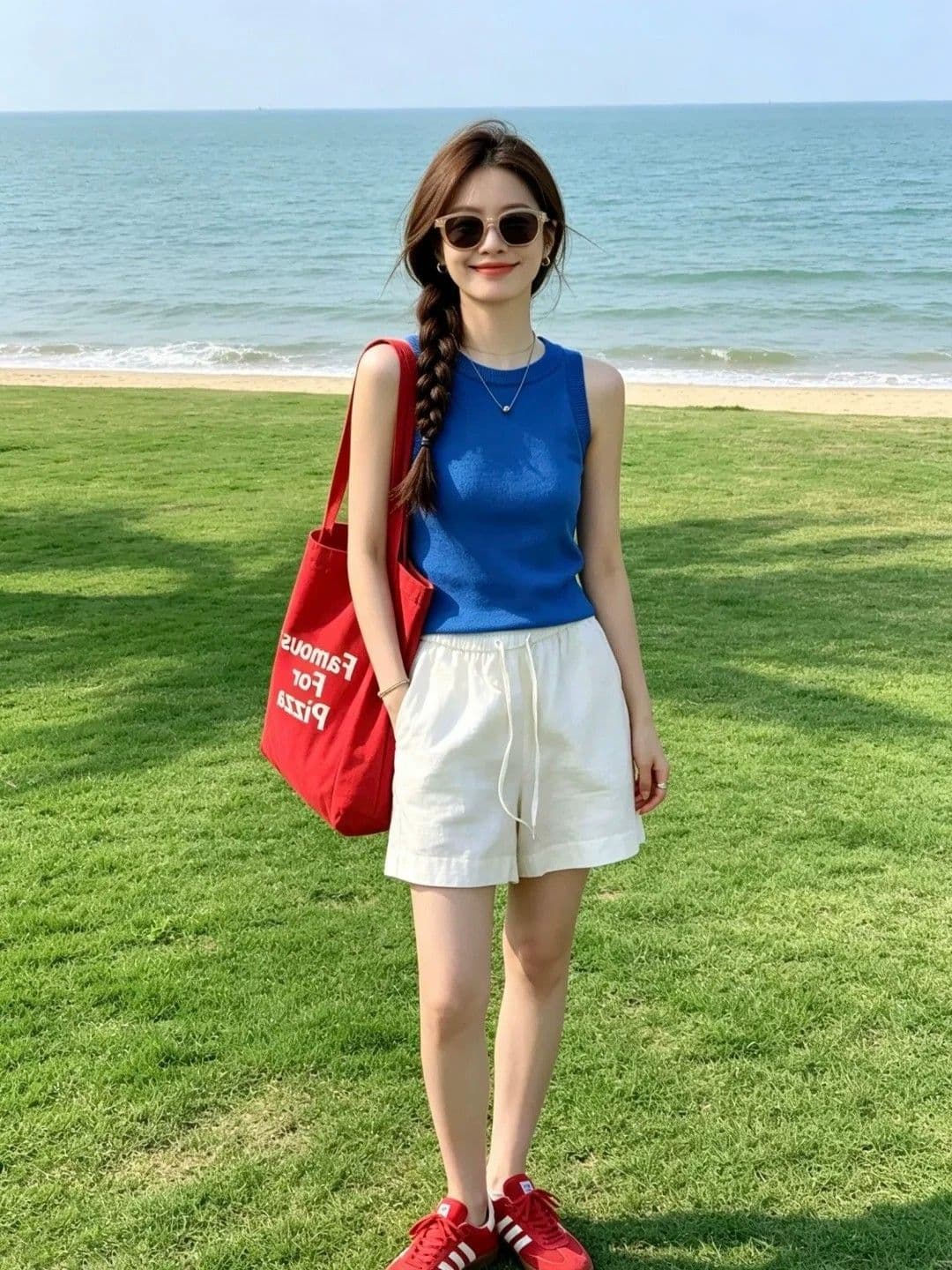 패키지 코어 실 파란색 단어 민소매 니트 작은 슬링 조끼 여성 여름 인사이드 가져 가라. 외출용 만나는 몸매 가꾸기 맨위