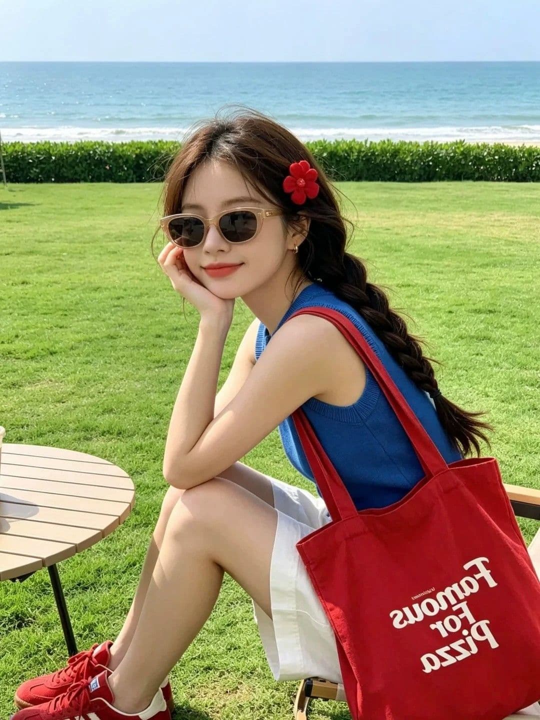 패키지 코어 실 파란색 단어 민소매 니트 작은 슬링 조끼 여성 여름 인사이드 가져 가라. 외출용 만나는 몸매 가꾸기 맨위 이미지 4