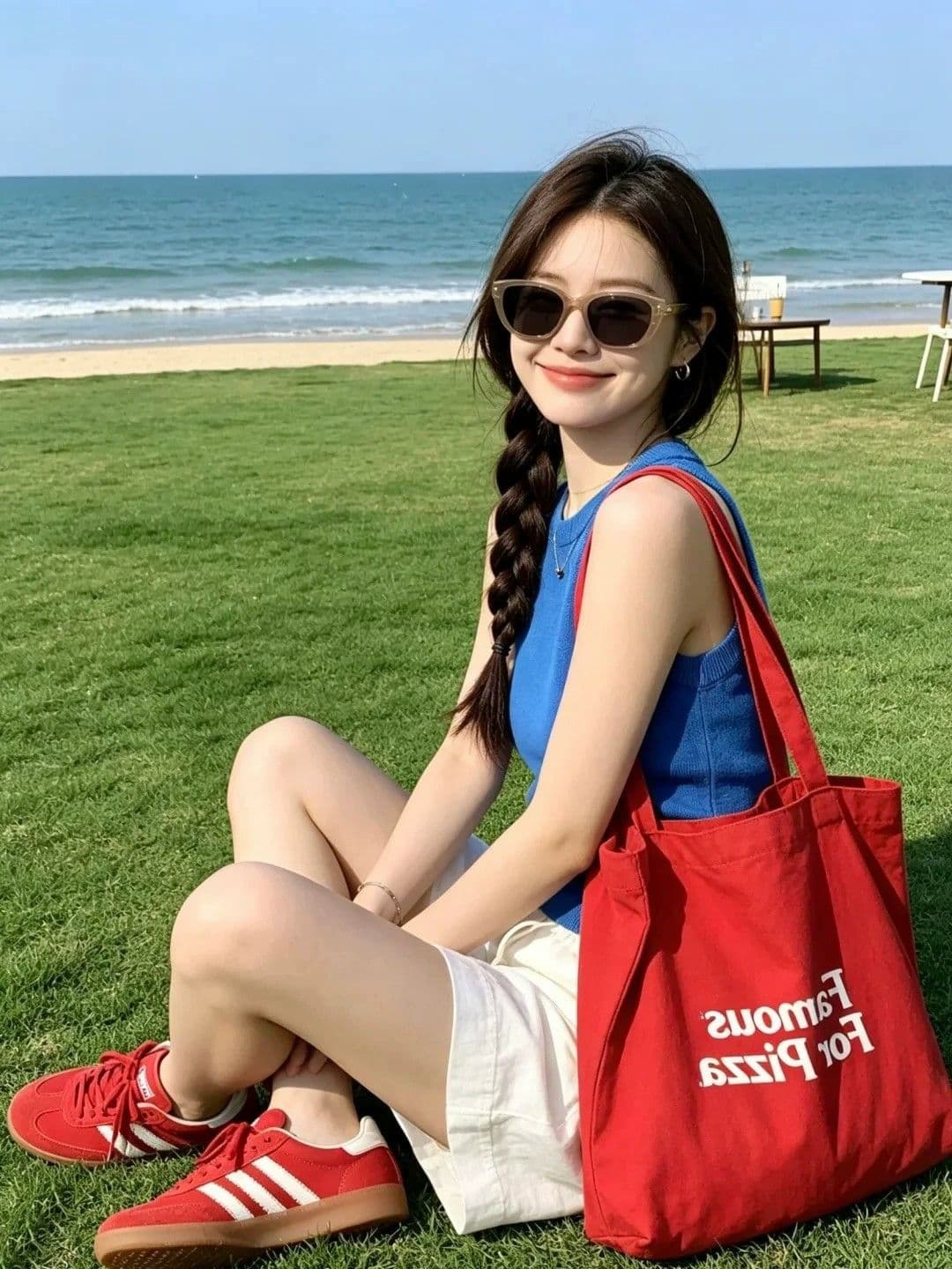 패키지 코어 실 파란색 단어 민소매 니트 작은 슬링 조끼 여성 여름 인사이드 가져 가라. 외출용 만나는 몸매 가꾸기 맨위 이미지 3