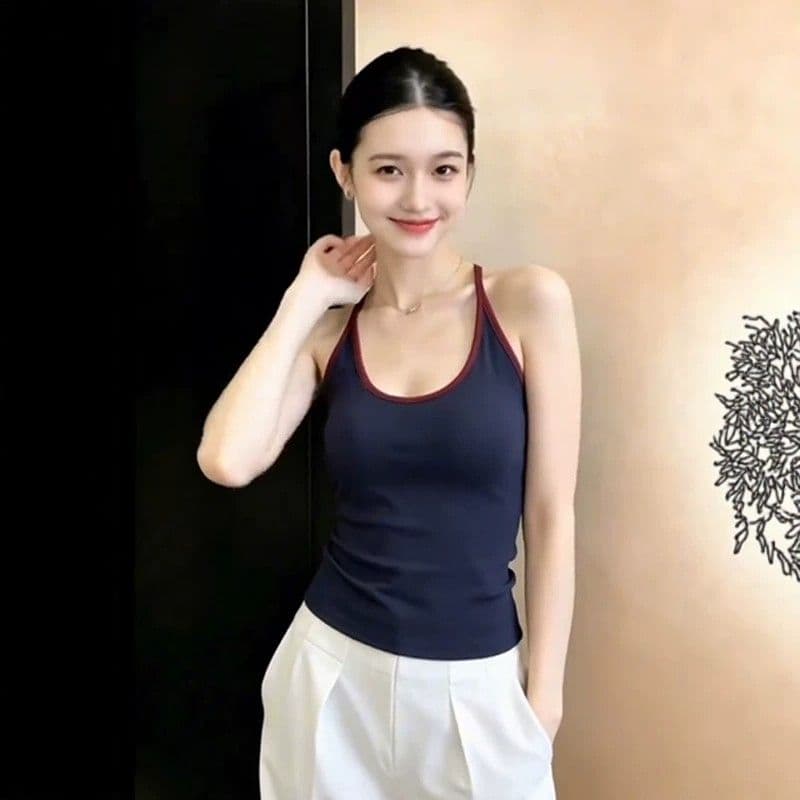 벨트 가슴 패드 품격 핫걸 배색 조끼 슬립 2026 여름 새로운 섹시함 다용도 아름다운 맨위 여성 상세 이미지 4