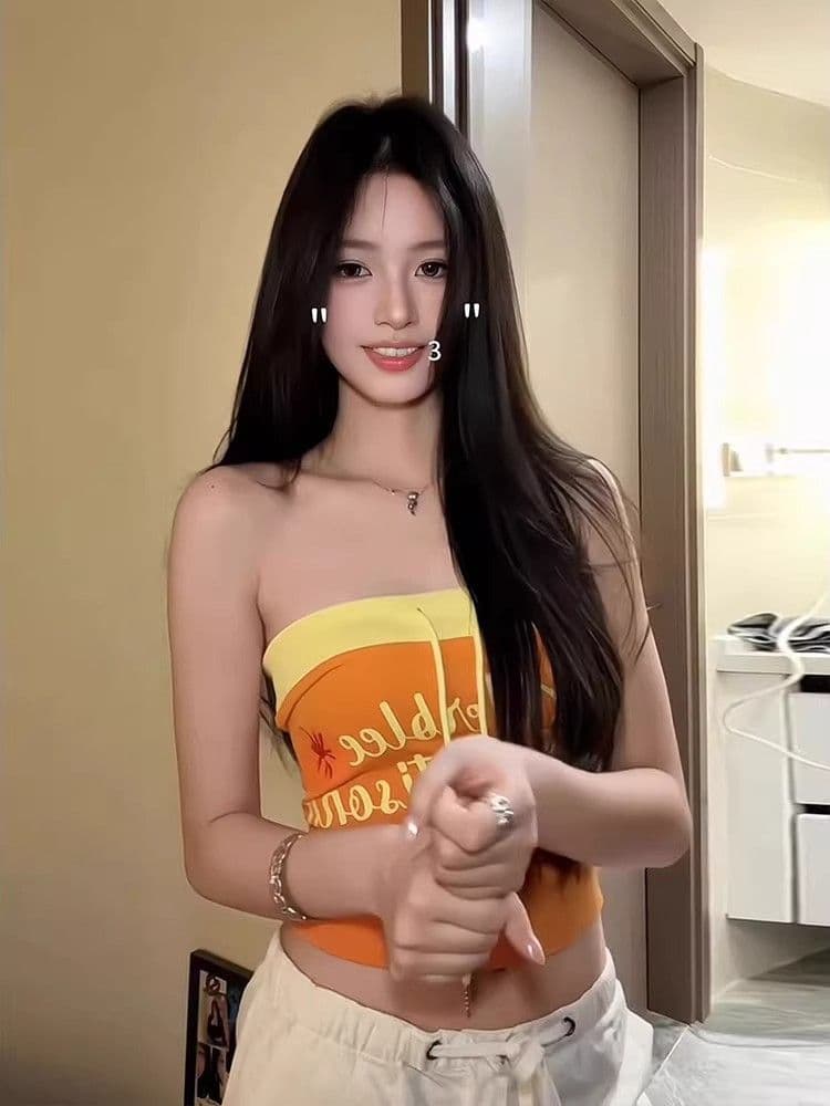 도파민 알파벳 프린트 튜브탑 조끼 여성 여름 외출용 해변가 휴가 바람 핫걸 쇼트 스타일 민소매 슬립 맨위 이미지 4
