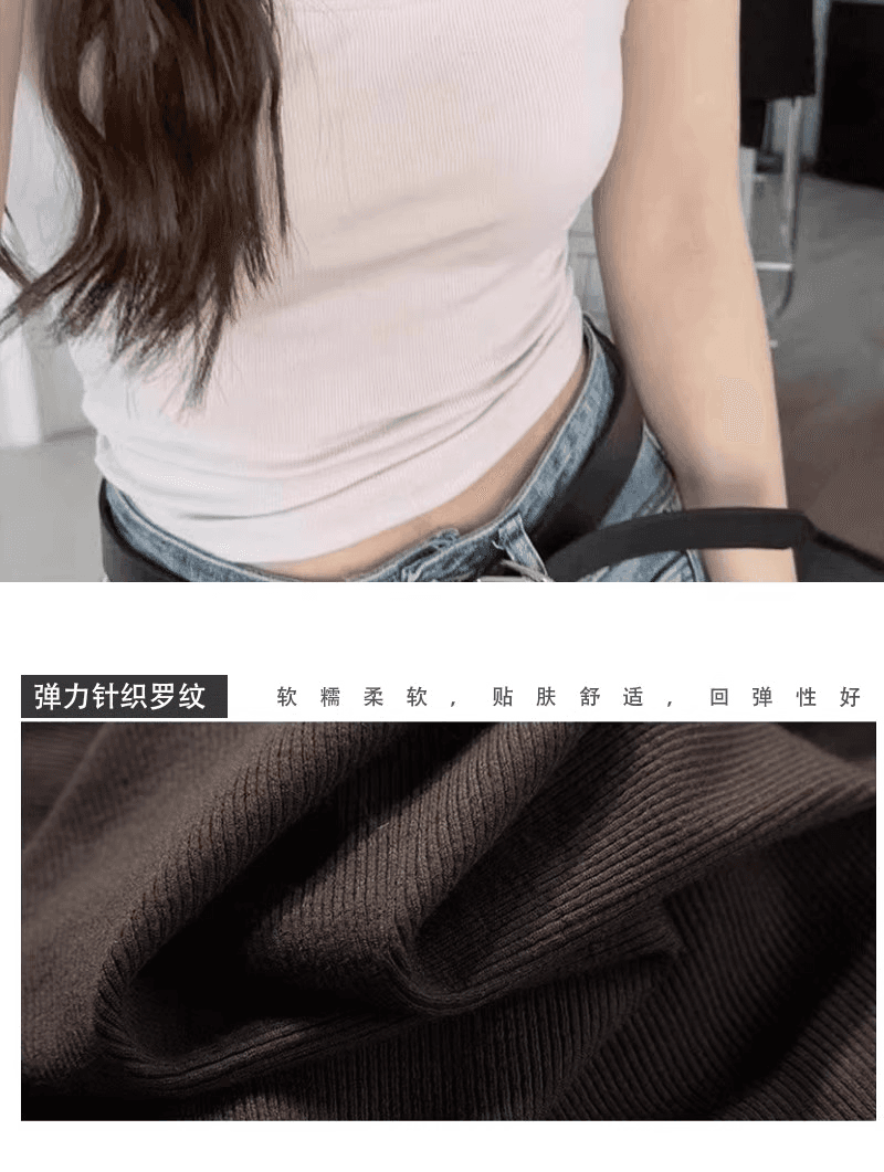 2026 여름 회색 작은 슬링 조끼 여성 몸매 가꾸기 외출용 인사이드 가져 가라. 슬림해 보이는 운동 만나는 섹시함 민소매 맨위 상세 이미지 1